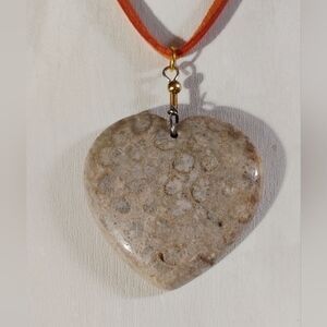 Heart-Shaped Fossil Coral Pendant 2